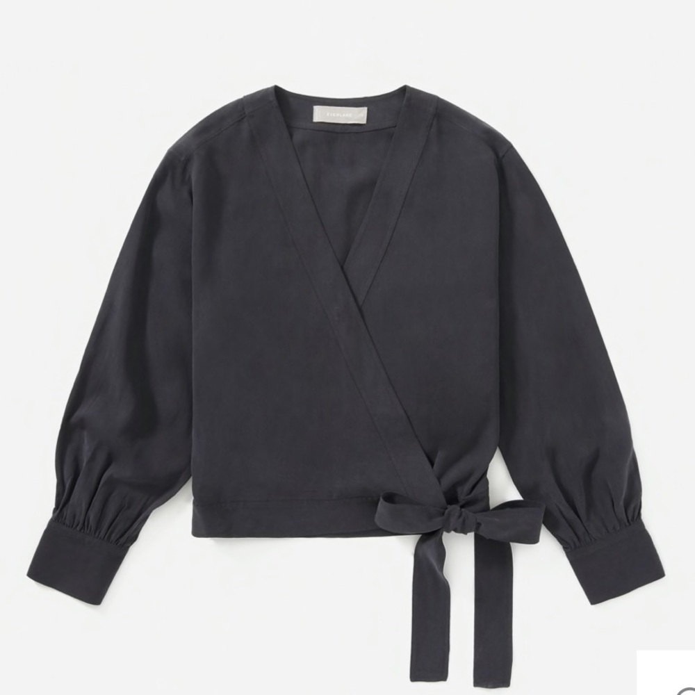 Everlane The Washable Silk Wrap Top 0